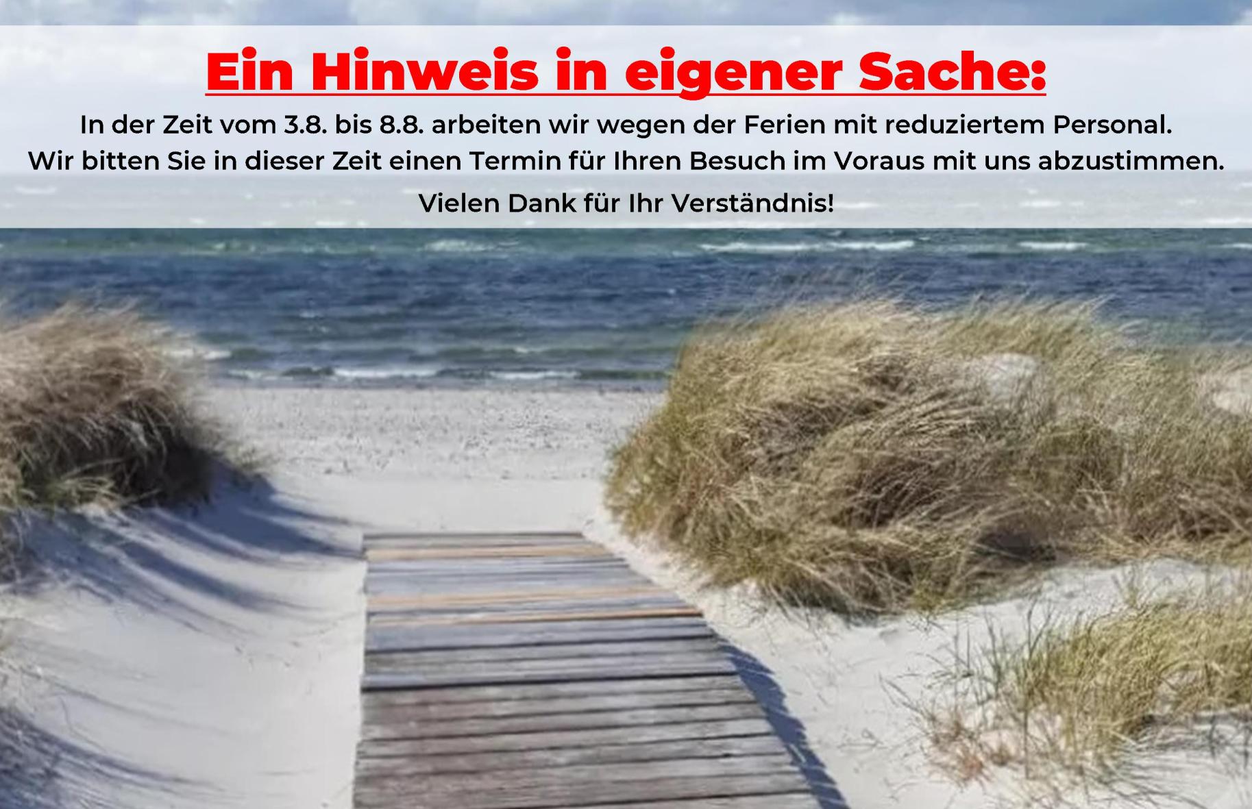 Sommerferien 2026 Ferienzeit 2026 - Wir arbeiten mit reduziertem Personal